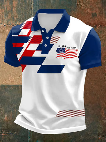 Men's Independence Day Faith Printed Casual Polo Shirt