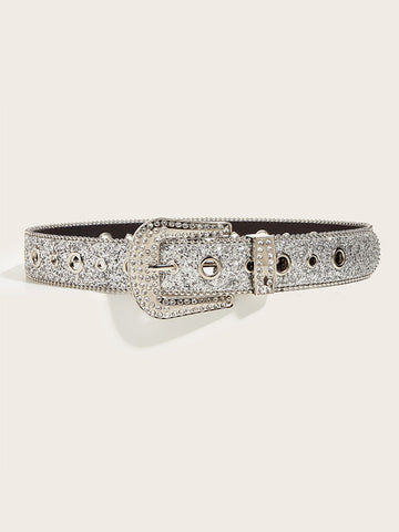 Women's Glamorous Rhinestone - Embellished Buckle Belt MDA1645H3I