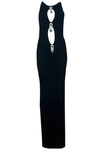 Crystal Cut Out Detail Maxi Dress Black