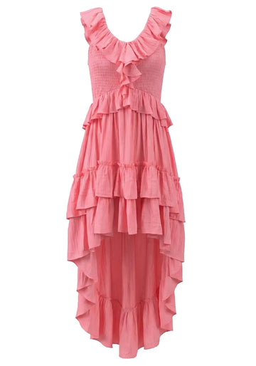 Ruffle High Low Dress Pink