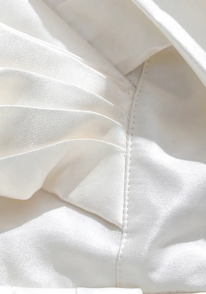 Draped Bardot Corset A Line Dress White