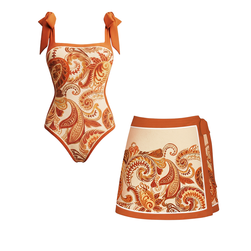 Adjustable Tie Straps Paisley Print Swimsuit Set(s)