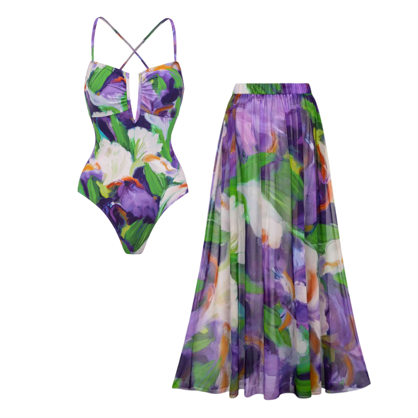 Oil Painting Of Calla Lilies Print Swimsuit Set(s)