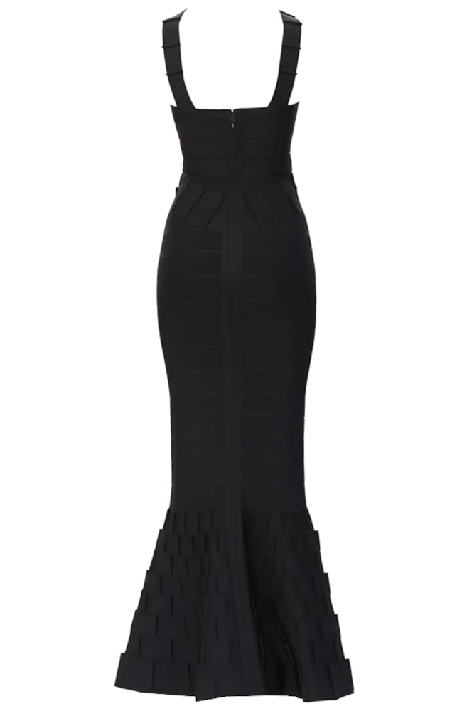 Halter Structured Mermaid Maxi Dress Black