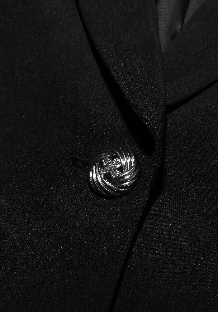 Long Sleeve Pleated A Line Blazer Dress Black