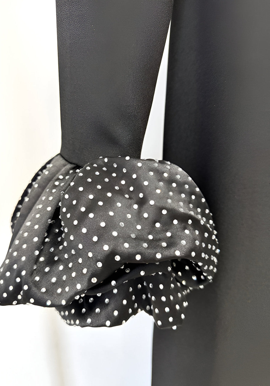 Crystal Bubble Long Sleeve Maxi Dress Black