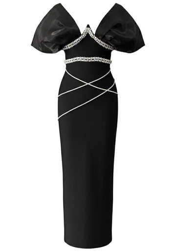 Bardot Crystal Trims Maxi Dress Black