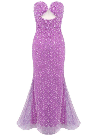 Strapless Embellished Maxi Dress Magenta