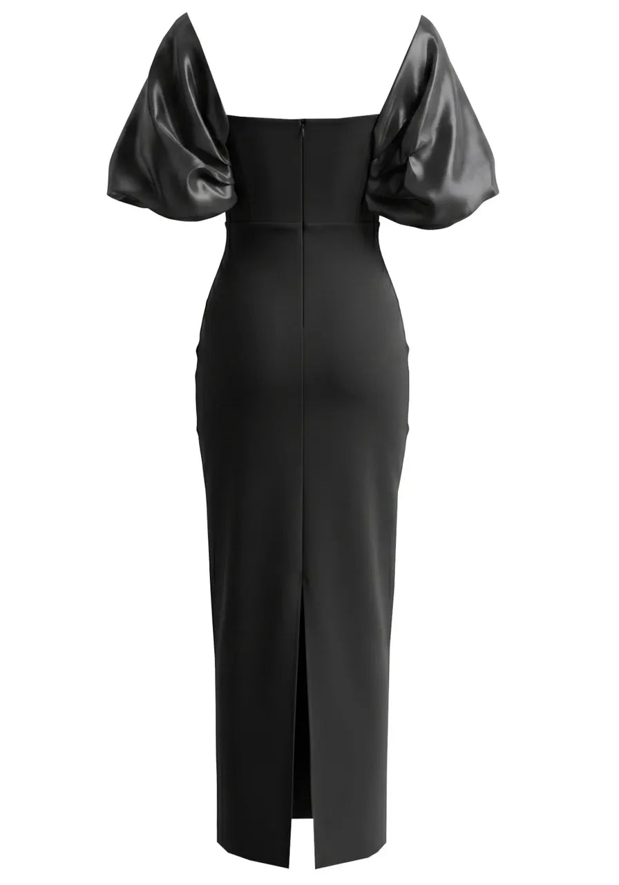 Bardot Crystal Bustier Maxi Dress Black