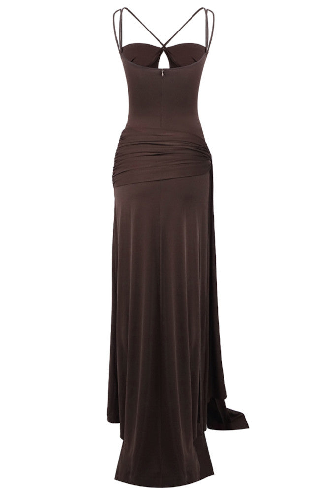 Draped Maxi Dress Brown