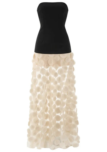 Strapless A Line Maxi Dress Black Ivory