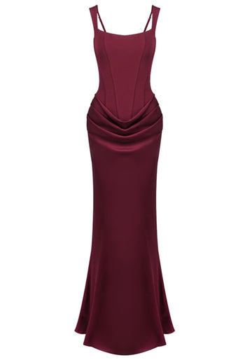 Draped Corset Maxi Dress Burgundy