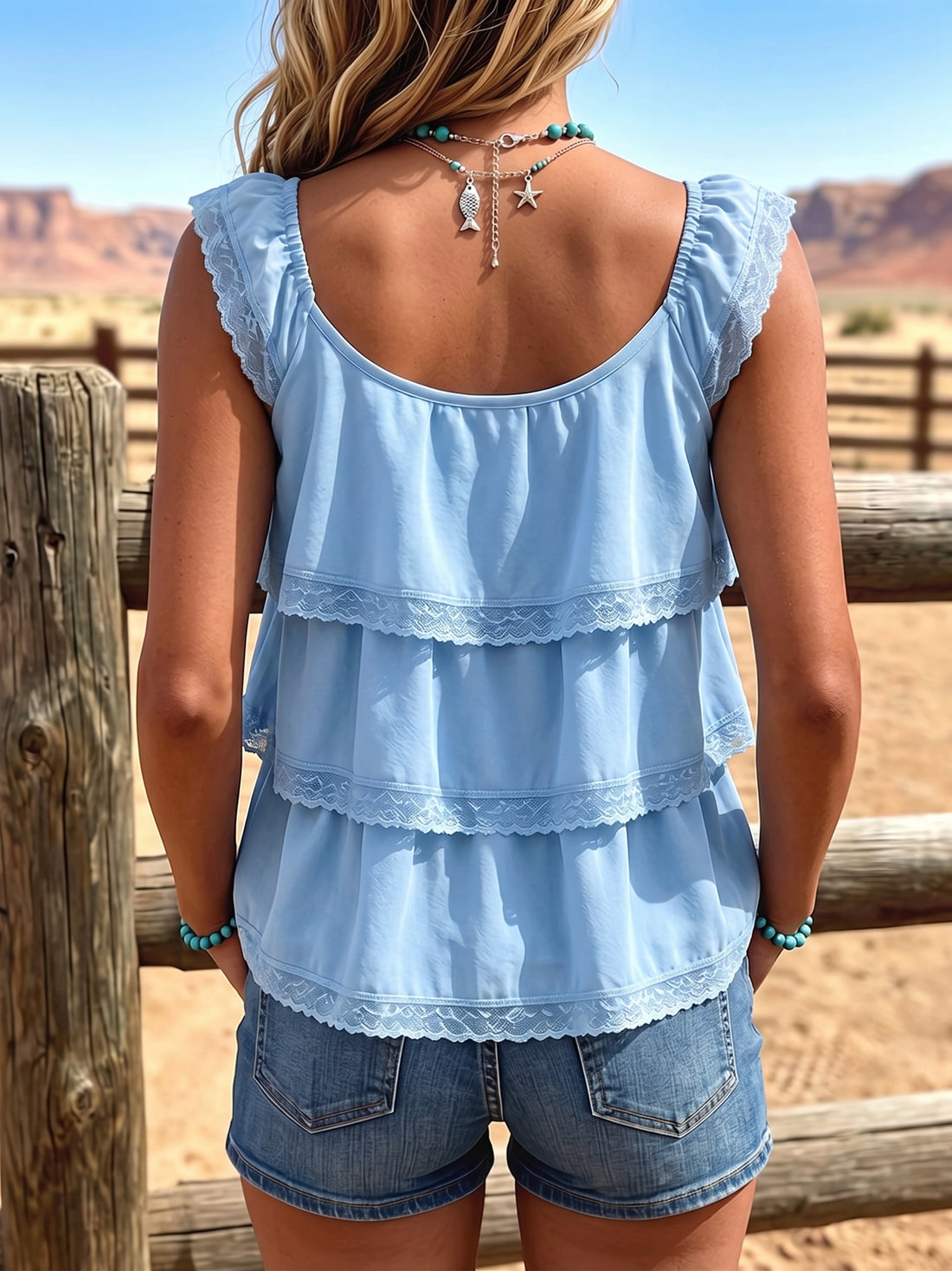 Women's Vintage Patchwork Chiffon Tank Top Casual Shirt