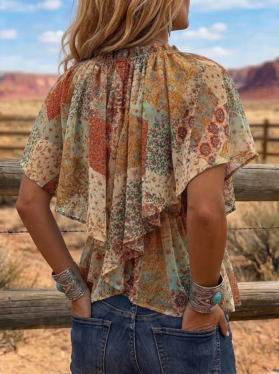 Vintage Floral Print Comfortable Summer Fabrics Casual Shirt