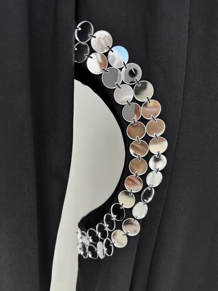 Long Sleeve Mirrored Detail Maxi Dress Black