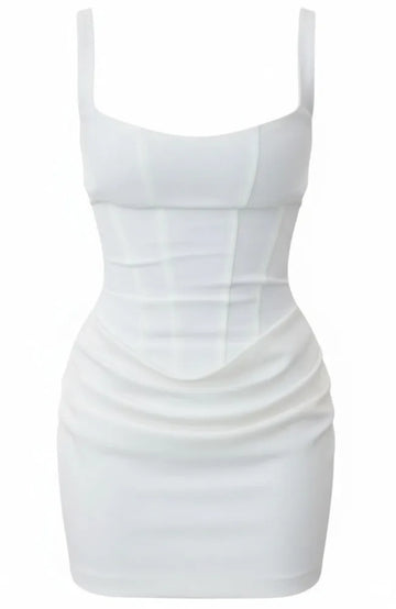 Draped Corset Dress White