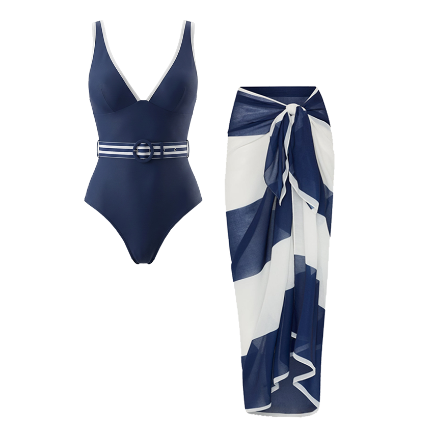 Navy Blue V-neck Swimsuit set(s)