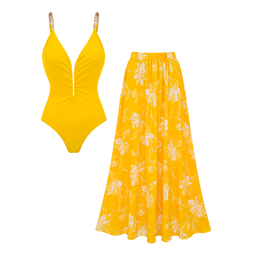 Gold Plunge Deep V-neck Swimsuit set(s)