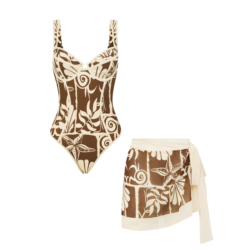 Underwire Seashell Print Swimsuit Set(s)