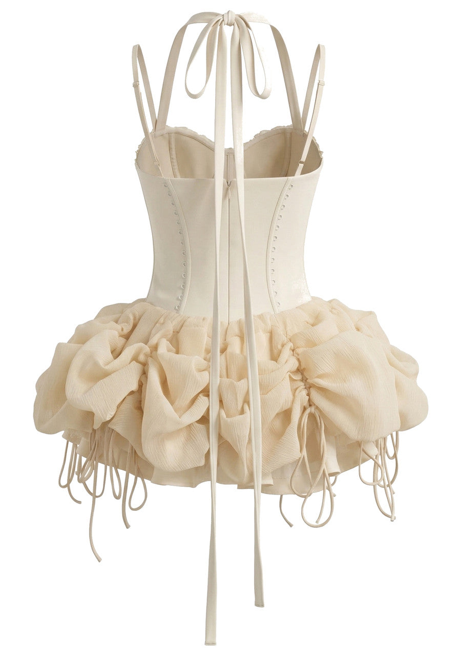 Halter Lace Bubble Dress Ivory