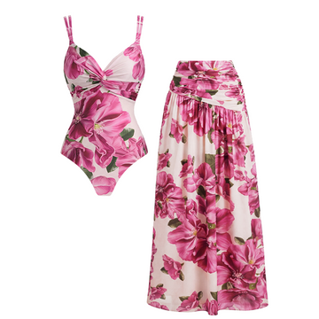 Pink Floral Printed Swimsuit Set(s)