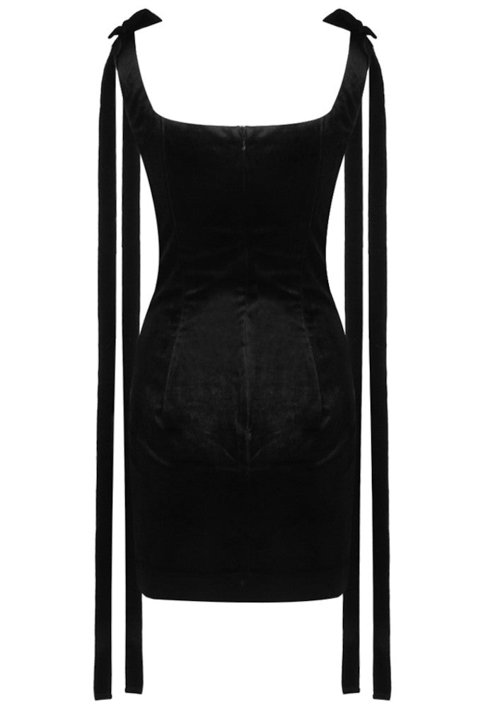 Crystal Velvet Dress Black