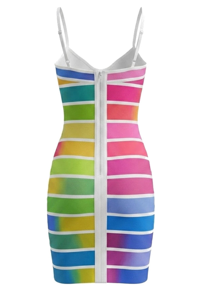 Structured Striped Dress Rainbow