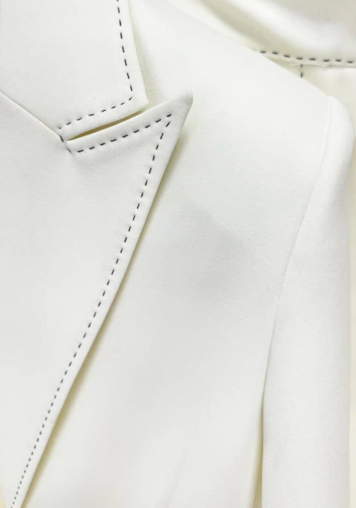 Topstitch Detail Suit White