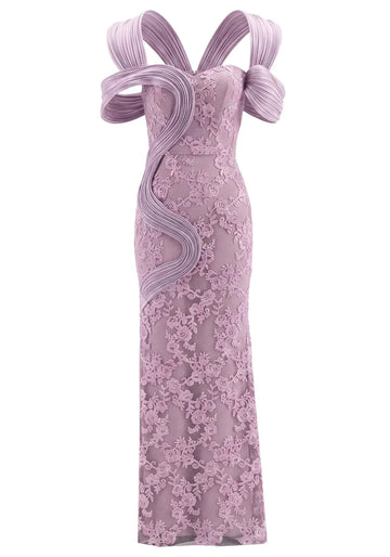 Lace Maxi Dress Pink Lavender