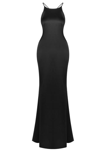 Halter Backless Maxi Dress Black
