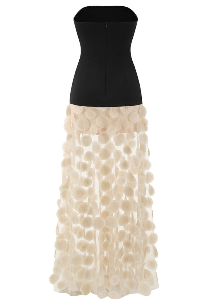 Strapless A Line Maxi Dress Black Ivory