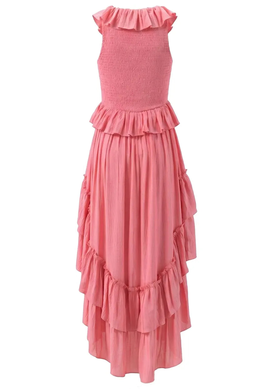 Ruffle High Low Dress Pink
