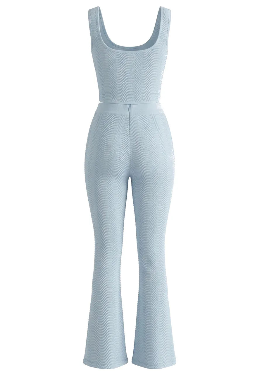Ribbed Two Piece Jumpsuit Light Blue