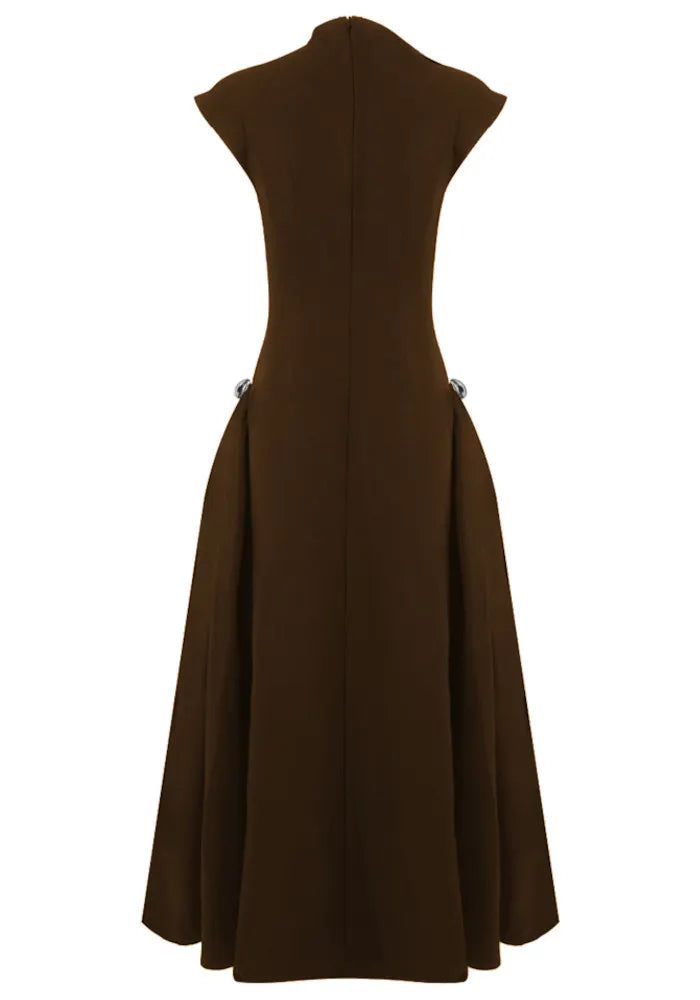 A Line Maxi Dress Brown