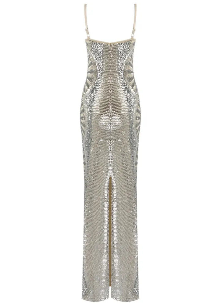 Sequin Maxi Dress Silver