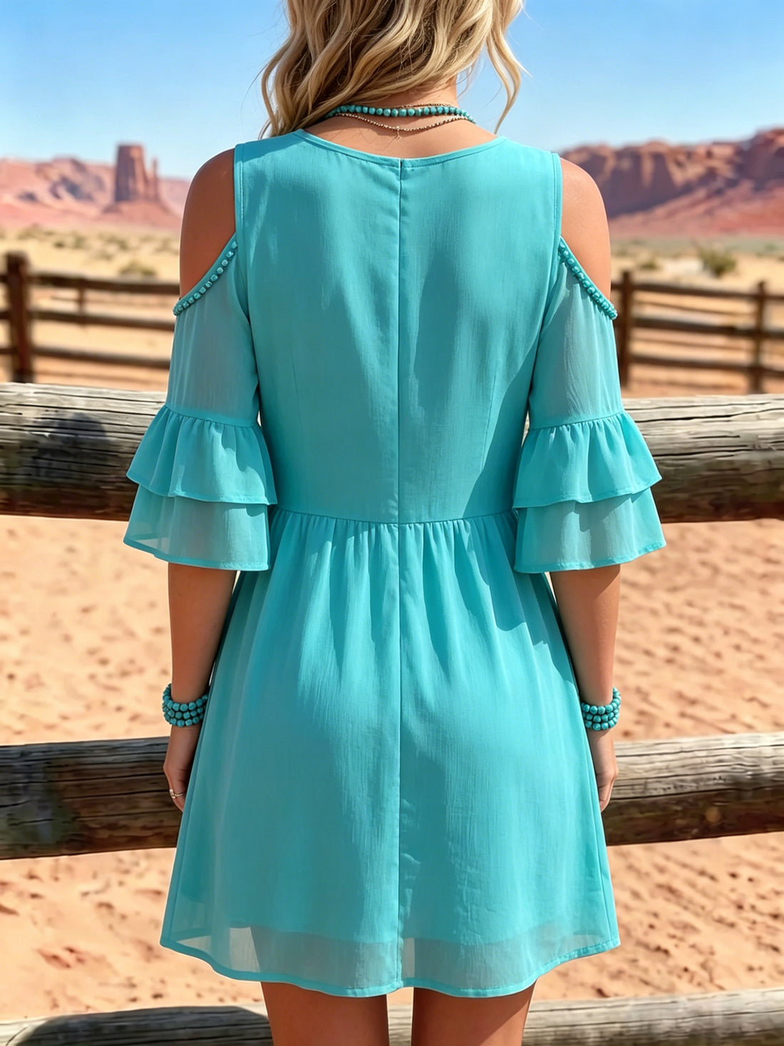 Women's Vintage V-neck Off-shoulder Patchwork Chiffon Dress