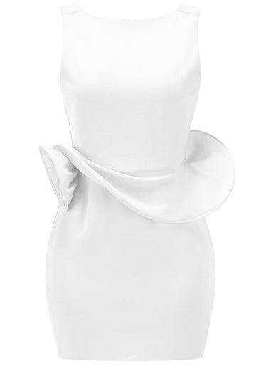 Floral Detail Backless Mini Dress White