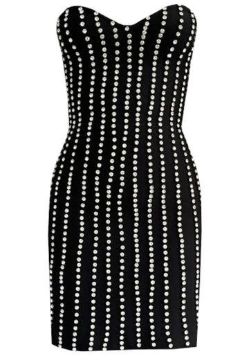 Strapless Crystal Mini Dress Black
