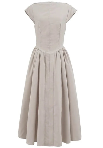 Backless A Line Midi Dress Stone