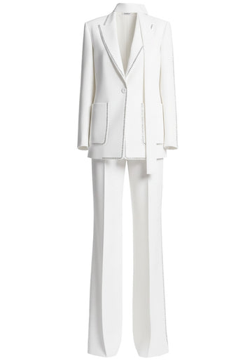 Metallic Trim Suit White