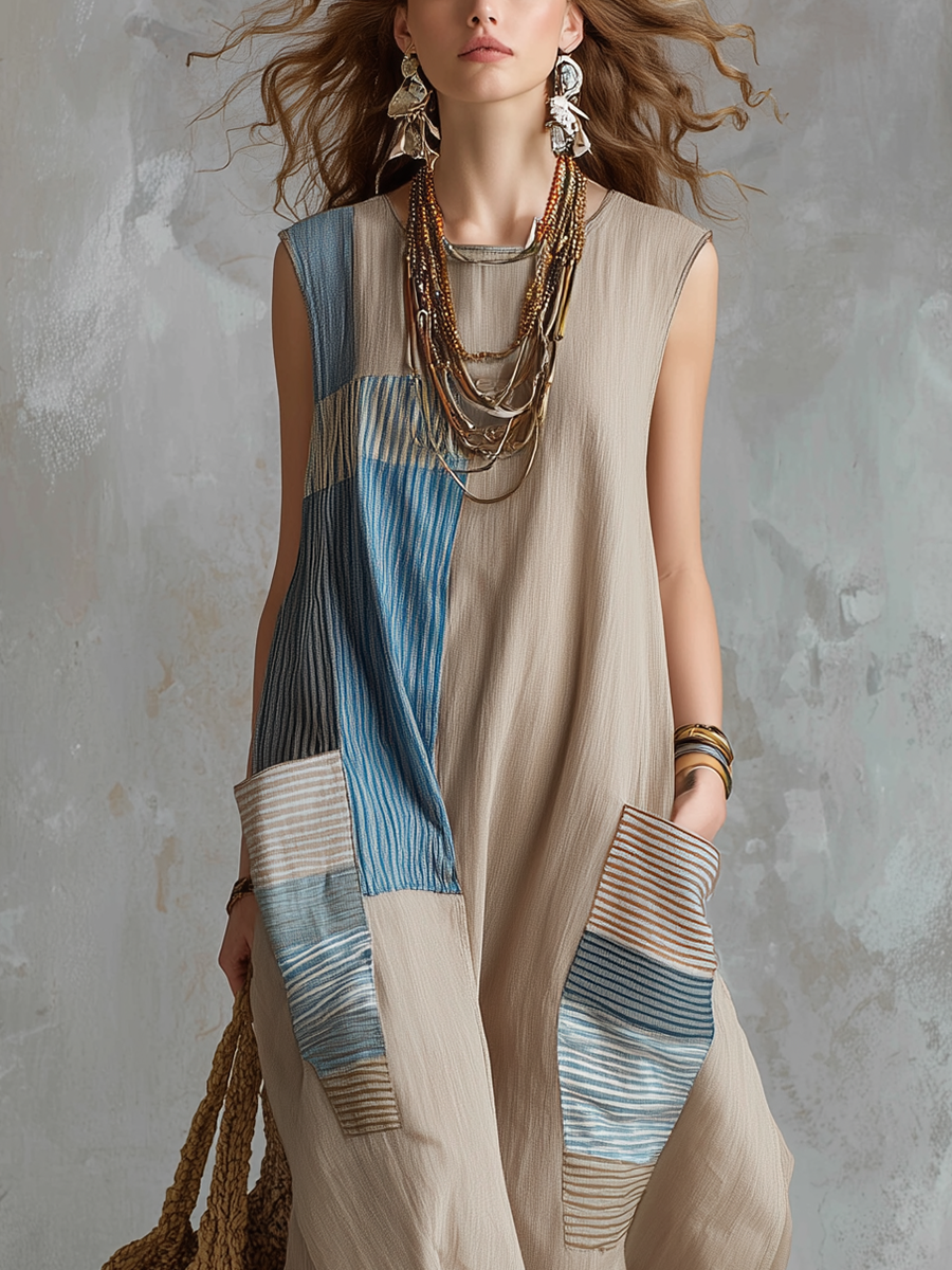 Resort Style Patchwork Art Dress