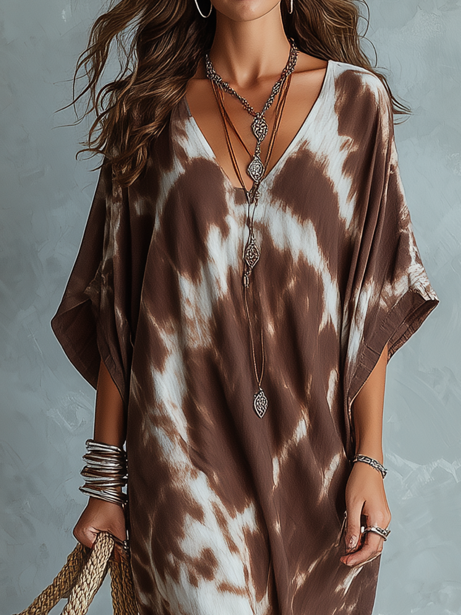 Relaxed Tie-Dye Kaftan Maxi Dress