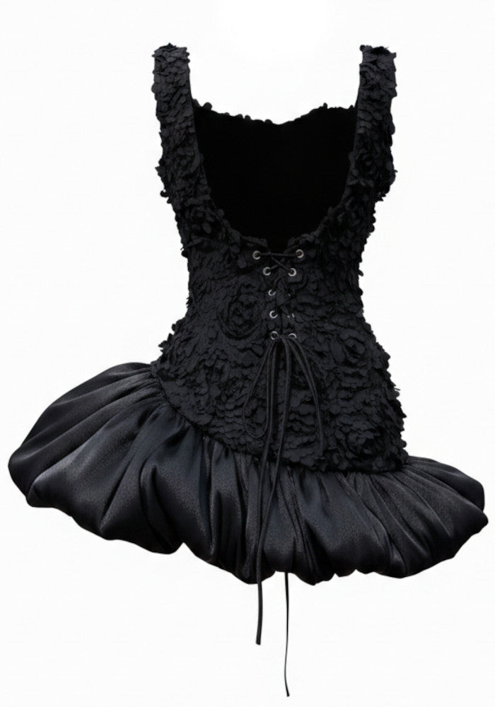 Floral Corset Bubble Dress Black