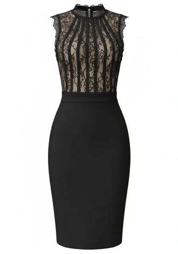 Structured Lace Dress Black