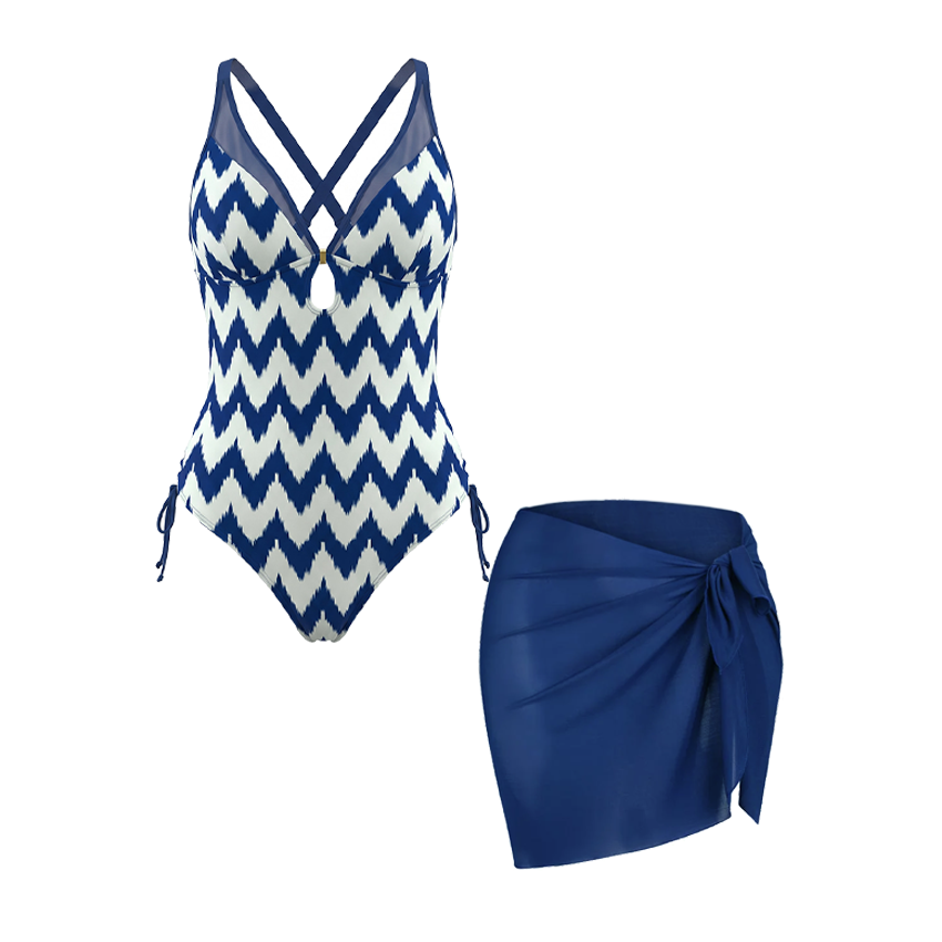 Plus Size V-neck Drawstring Shaping Effect Swimsuit set(s)