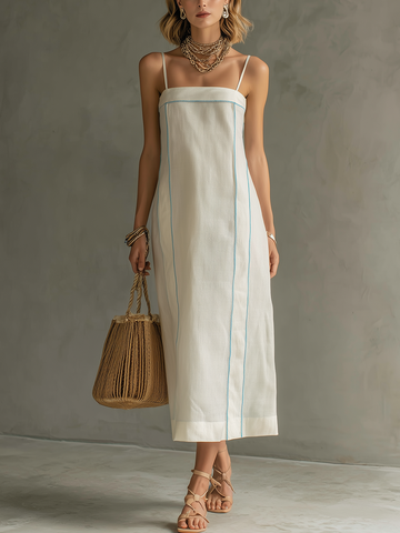 Minimalist Resort Style Blue Striped Slip Dress