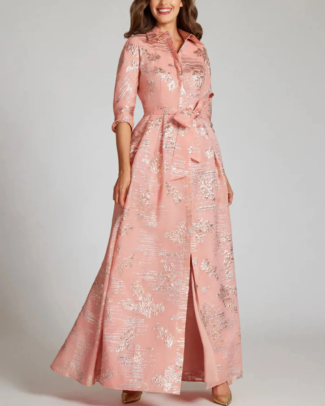 Metallic Jacquard Organza Shirtdress