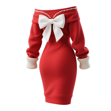 Women's Bow-embellished Off-shoulder Dress