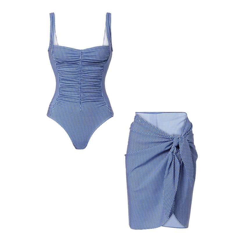 Bandeau Gingham Print Swimsuit Set(s)