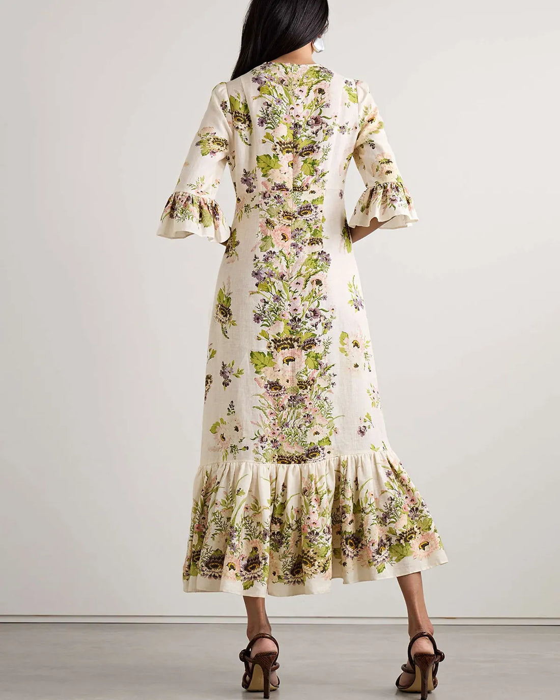 Halliday ruffled floral-print linen midi dress